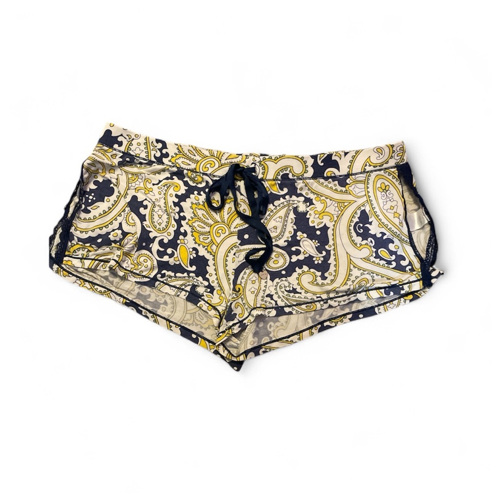 Juicy Couture High Waist Paisley Shorts - Black and Yellow
